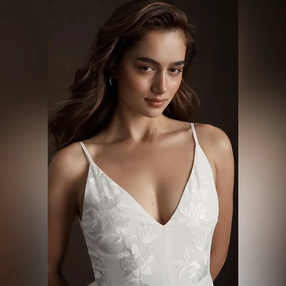 BHLDN Bonaire V-Neck Embroidered Wedding Gown - Picture 2 of 4